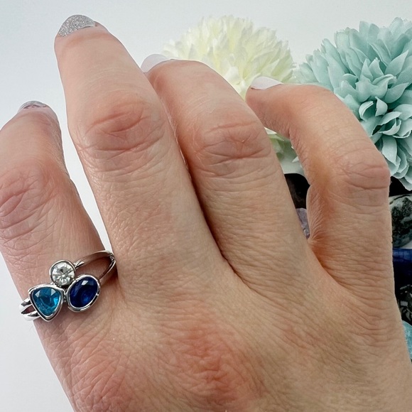 FLAW SEE DESCRIPTION Ring Size 10 Sapphire Aquamarine Topaz Sterling Silver 925 - Picture 5 of 11